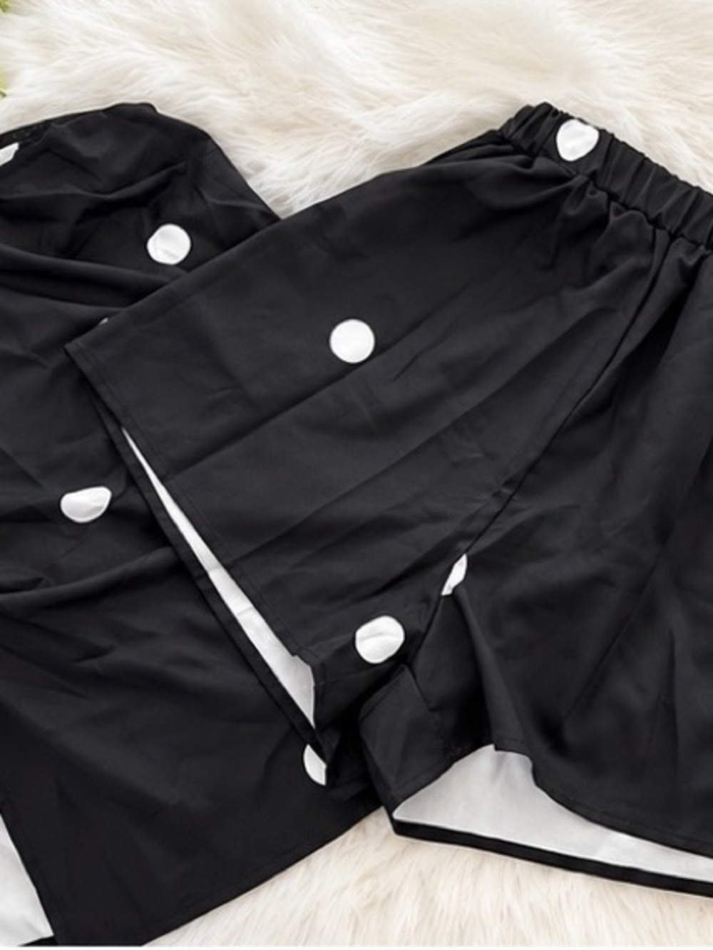 Polka Dot Black Women’s Shorts Set. New
